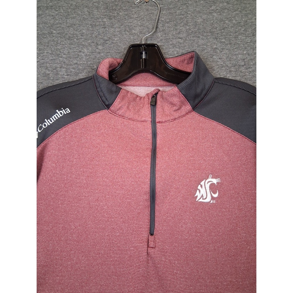 WSU X Columbia Mens Jacket L Red 1/4 Zip Cougars Performance Athleisure Casual